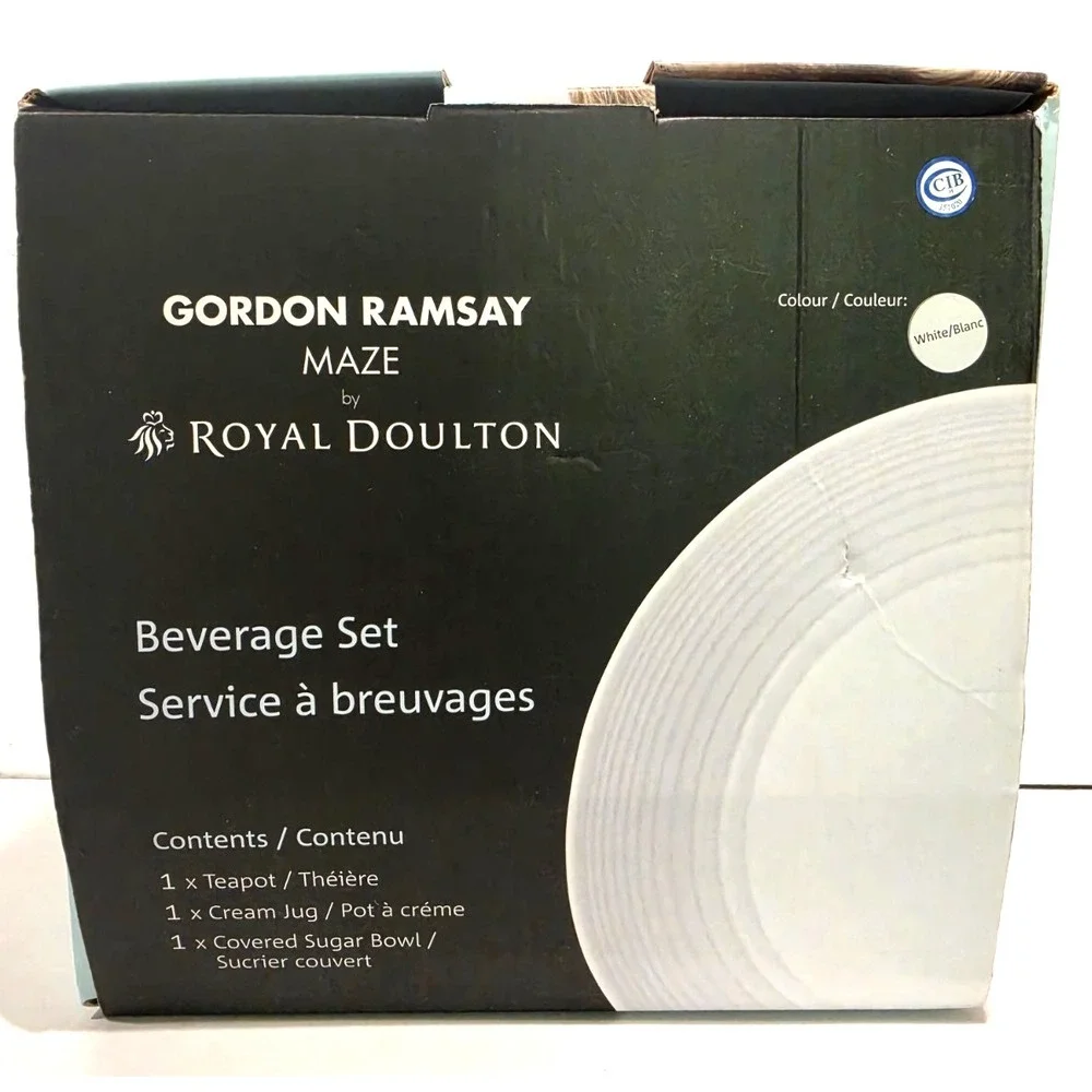 Royal Doulton Gordon Ramsay Maze White Porcelain Teapot Beverage Set NIP